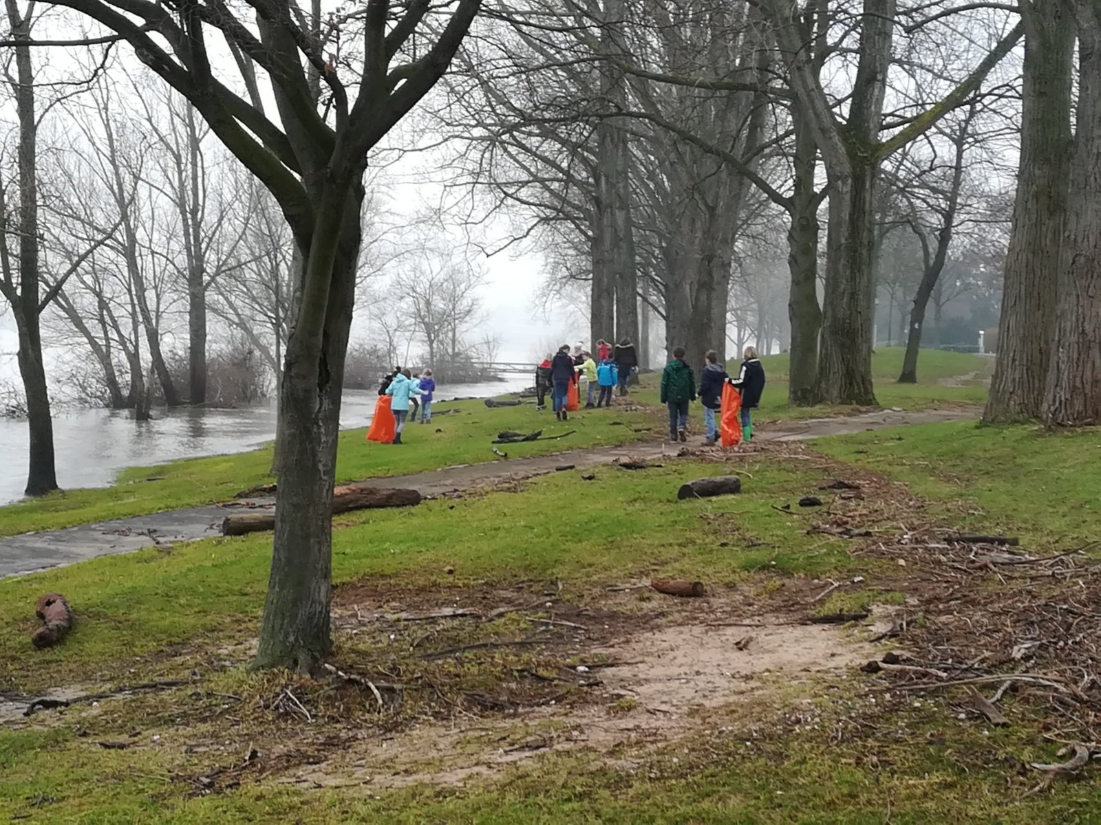 Aufräumaktion Rheinhochwasser